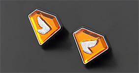 ■CB750K1-K2タイプ サイドカバーエンブレム (オレンジ・左側)