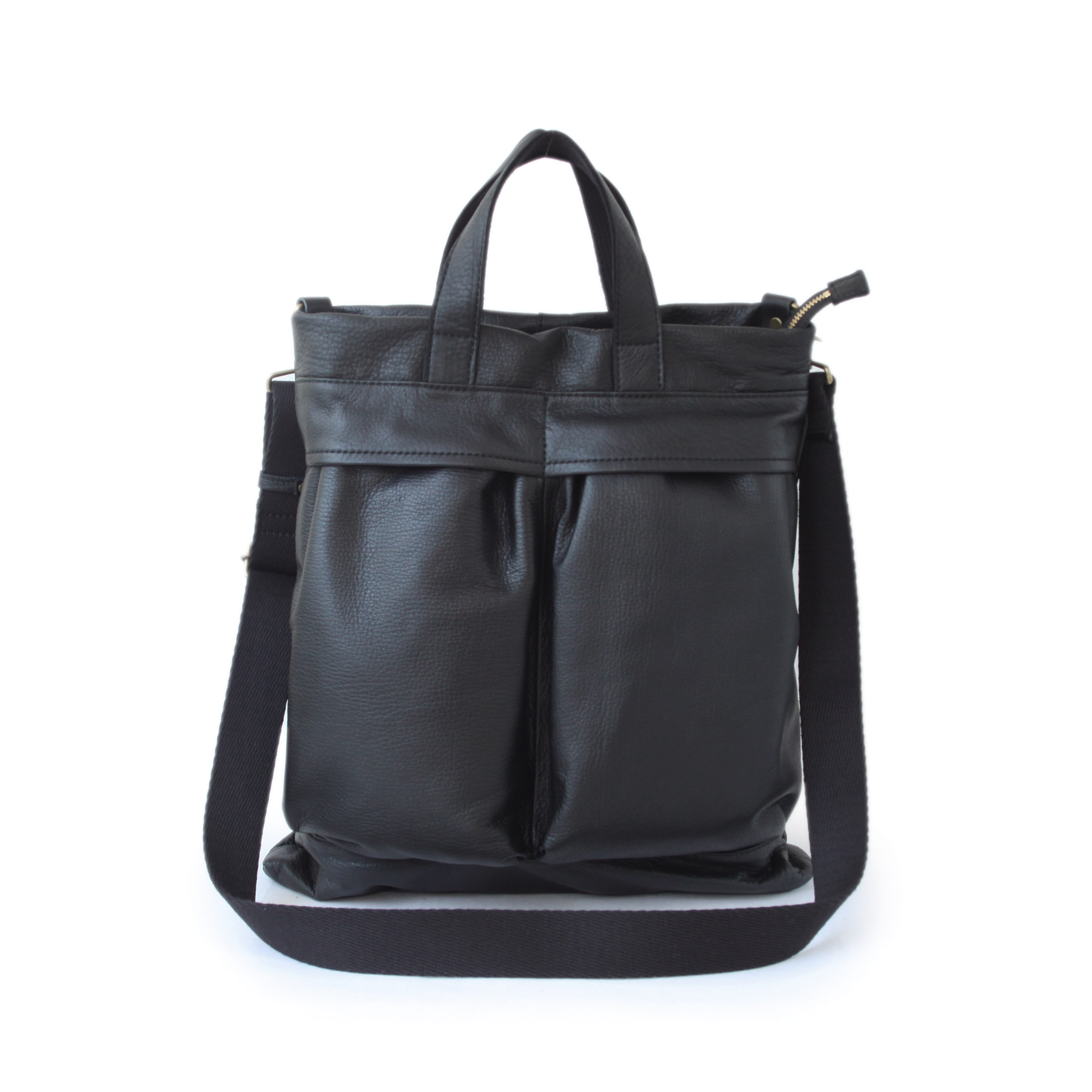 【Ain Soph セカンドレーベル】ブラックシリーズ 撥水レザーヘルメットバッグ（M）日本製/ASE1832-WSK