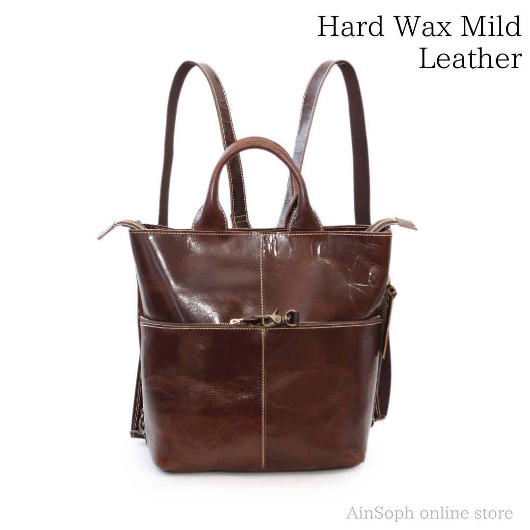 【HWMレザー】Ain Soph (アインソフ) 3WAYレザーバッグ リュック ショルダーバッグ 日本製｜ASE1632-HWM