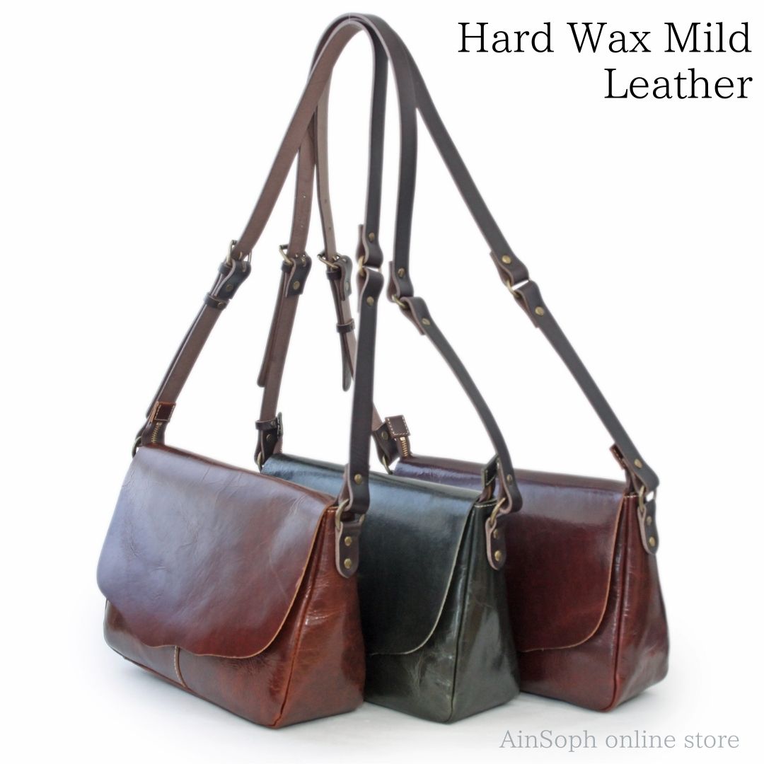 【HWMレザー】Ain Soph (アインソフ) 切りっぱなし 横型ショルダーバッグ｜ASE1639-HWM