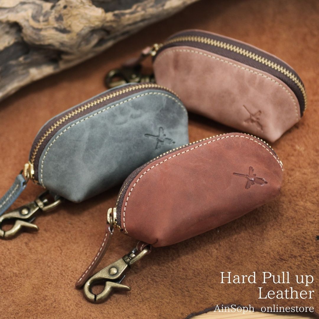 【HPレザー】Ain Soph（アインソフ）マルチケース 取り外し可能キーチェーン付き 小銭・鍵・小物収納｜DA1652-HP