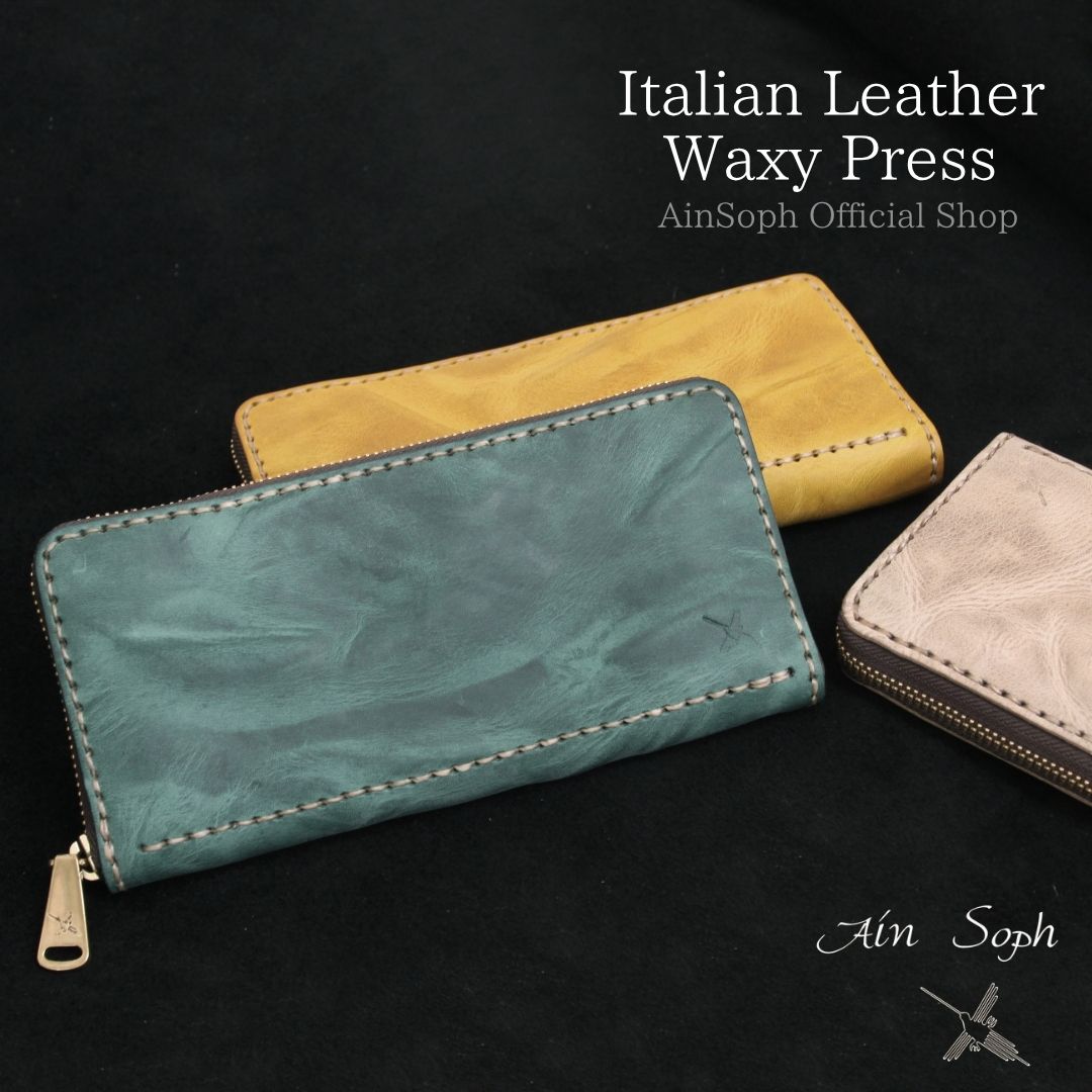 DA993-WPS/Ain Soph（アインソフ）イタリアンレザー　ラウンドファスナー長財布　手縫いステッチ