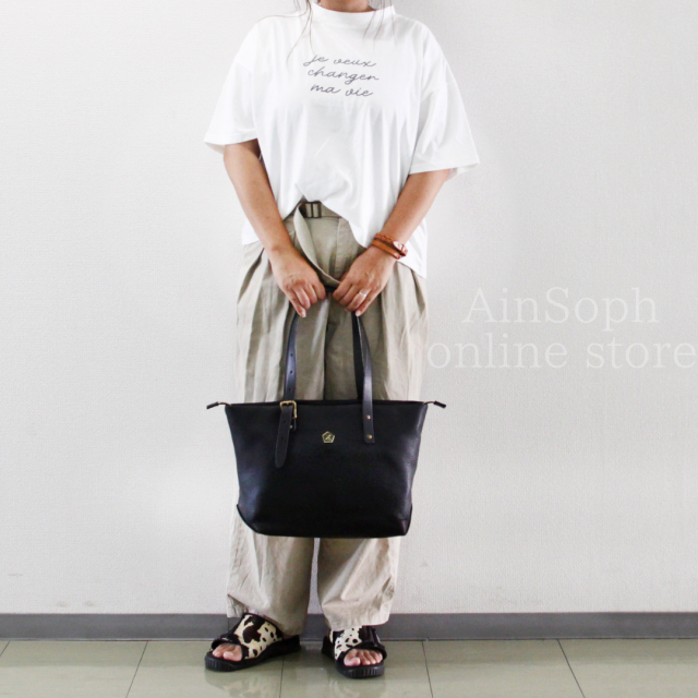 Ain Soph セカンドレーベル】ブラックシリーズ 撥水レザートートバッグ