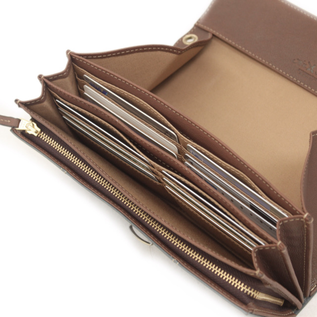 【HPレザー】Ain Soph(アインソフ)差し込み錠のクラシカルロングウォレット ショルダー ｜DA1655-HP