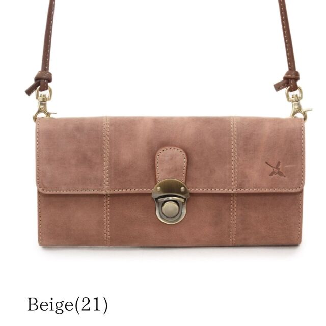 【HPレザー】Ain Soph(アインソフ)差し込み錠のクラシカルロングウォレット ショルダー ｜DA1655-HP