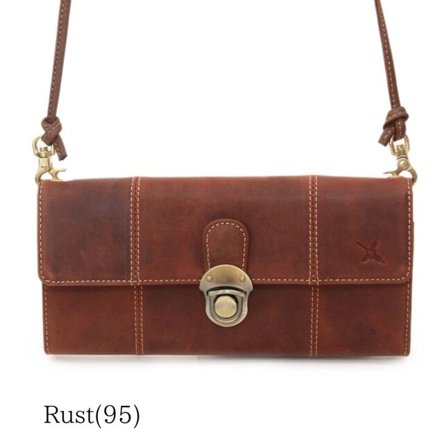 【HPレザー】Ain Soph(アインソフ)差し込み錠のクラシカルロングウォレット ショルダー ｜DA1655-HP