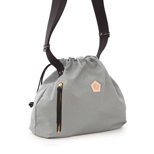 ASF1820-BRS/Ain Soph (アインソフ)塩縮加工ナイロン　巾着ショルダーバッグ