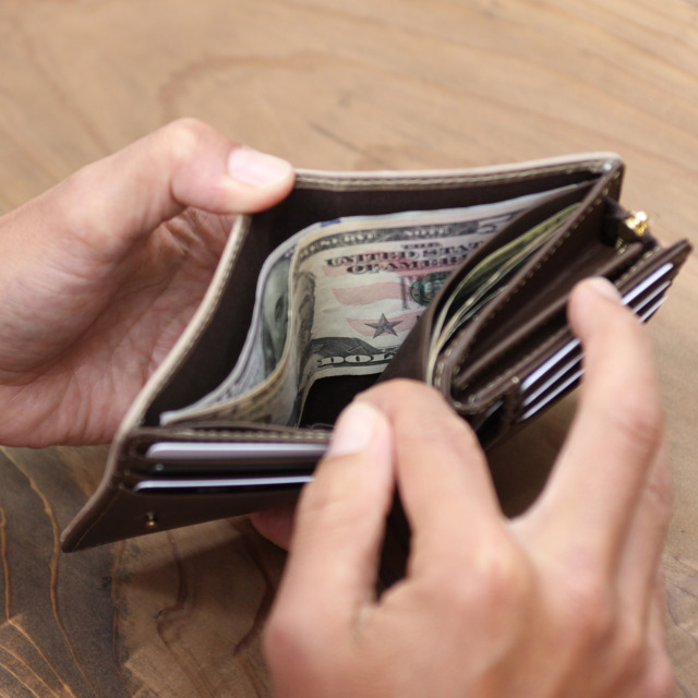 DA1549-WPS/Ain Soph (アインソフ)ワクシープレス 折財布（ファスナー