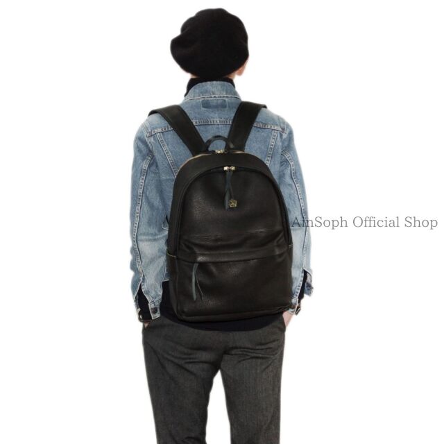 【Ain Soph セカンドレーベル】ブラックシリーズ 撥水レザーリュック　バックパック 日本製 / ASC1804-STN