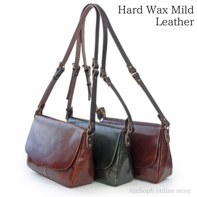 【HWMレザー】Ain Soph (アインソフ) 切りっぱなし 横型ショルダーバッグ|ASE1639-HWM