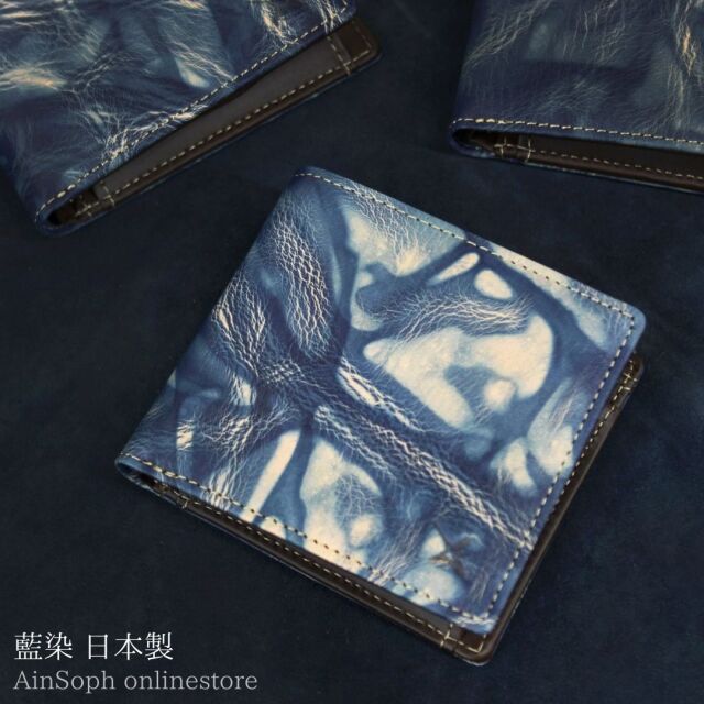 DA1036-BLA / Ain Soph (アインソフ)藍染 折財布 ボックス小銭入れ 日本製