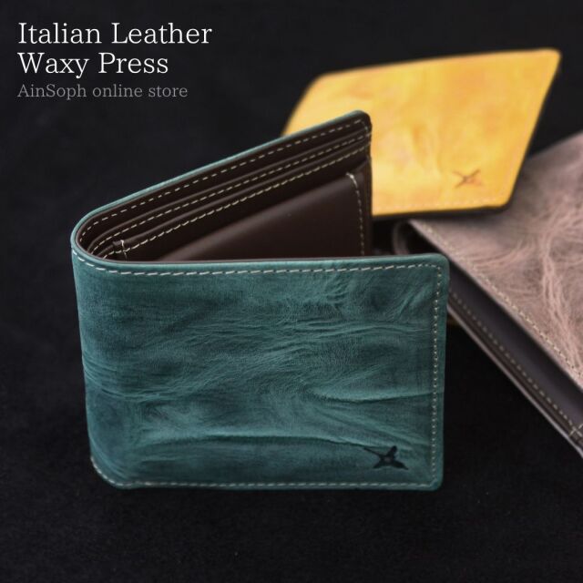 【イタリアンレザー】 Ain Soph(アインソフ) ワクシープレス 二つ折財布 日本製 DA1036-WPS