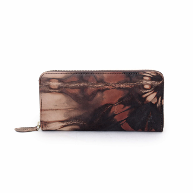 DA1180-AMD/Ain Soph (アインソフ)奄美泥染めラウンドファスナー長財布　日本製