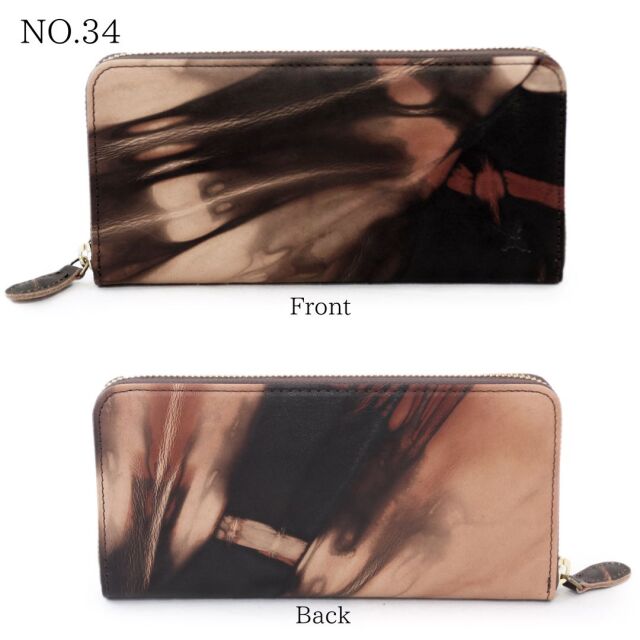 DA1180-AMD/Ain Soph (アインソフ)奄美泥染めラウンドファスナー長財布　日本製