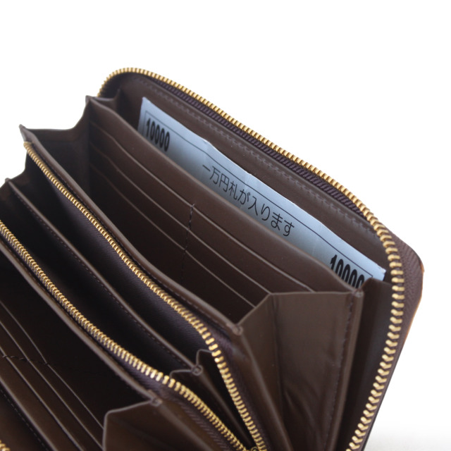 DA1180-AMD/Ain Soph (アインソフ)奄美泥染めラウンドファスナー長財布　日本製