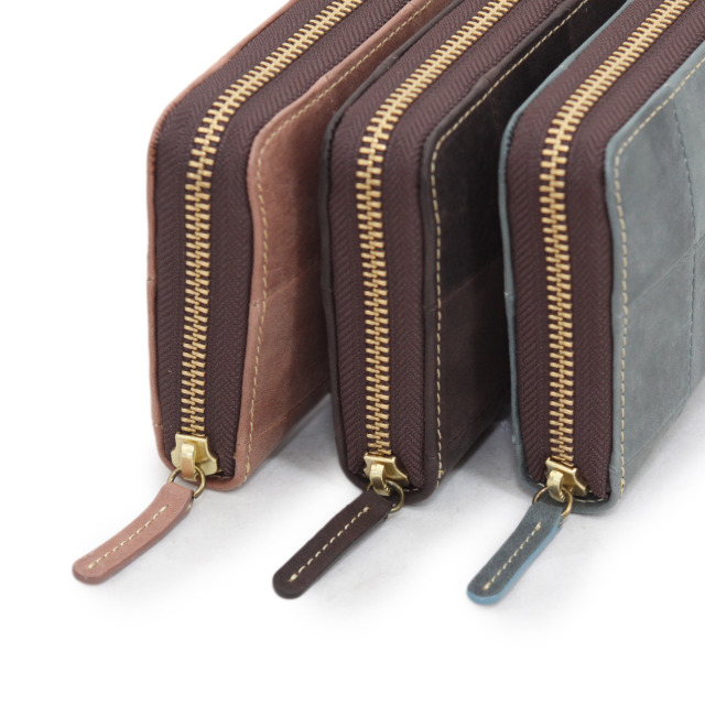 【HPレザー】Ain Soph(アインソフ)パッチワークラウンドファスナー長財布｜DA1298F-HP