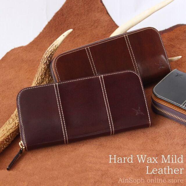 【HWMレザー】Ain Soph(アインソフ)フラップ×ラウンドファスナー長財布｜DA1646-HWM