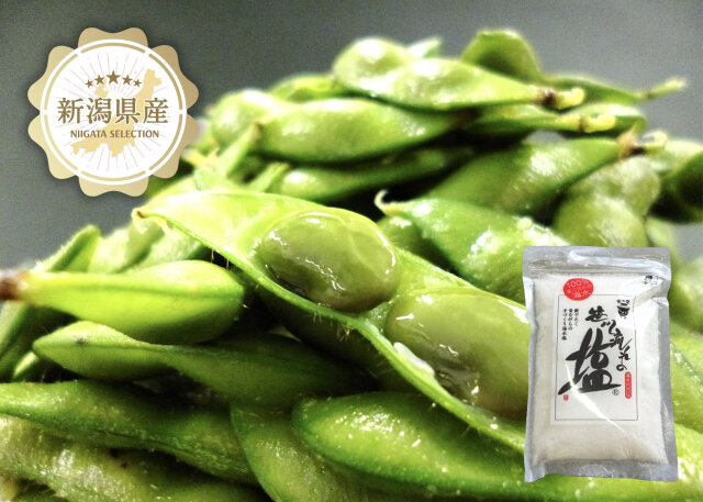 新潟県産 くろさき茶豆 + 笹川流れの塩【予約販売：7月下旬～8月中旬 出荷予定】新潟ブランド枝豆と塩のオトクなセット！