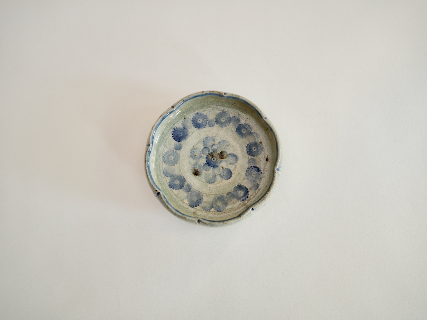 平岡仁　藍彩輪花銅鑼鉢S