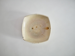 北岡幸士　六寸四方マル鉢 灰粉引