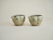 平岡仁　藍彩瓢片口