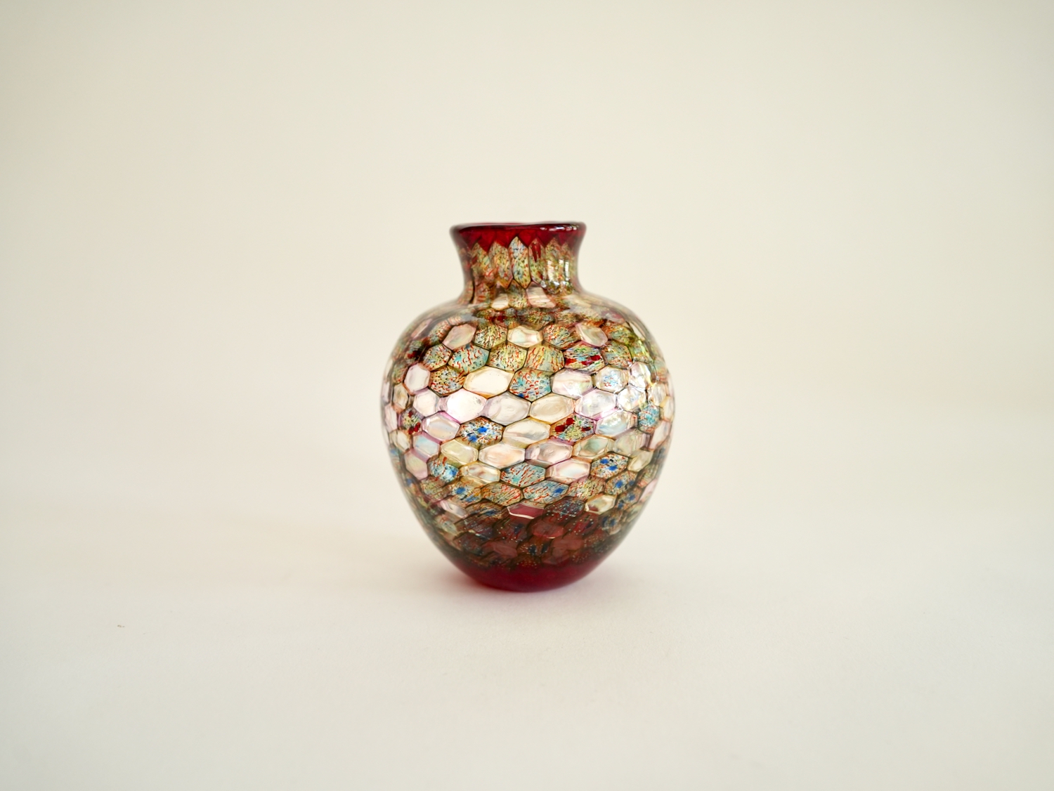 吉村桂子　イロアミ花器 茜空