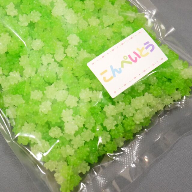 クリスタル若草金平糖500g(緑色の小粒こんぺい糖)販売(通販)/味