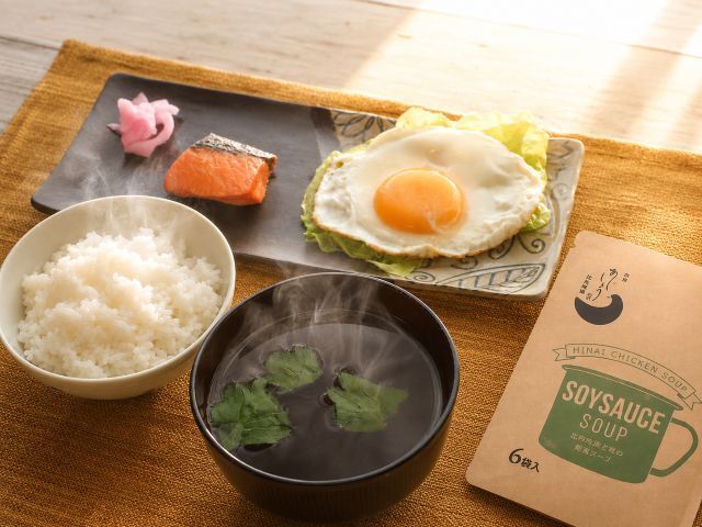 比内地鶏と鰹の和風スープ