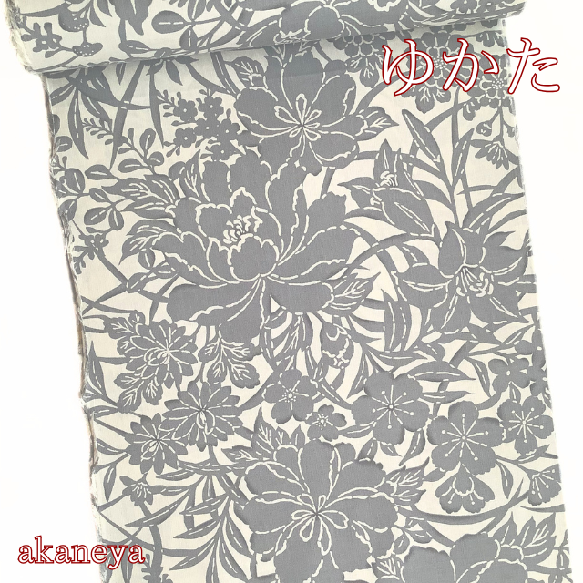 浴衣　ゆかた　反物　綿　花　植物