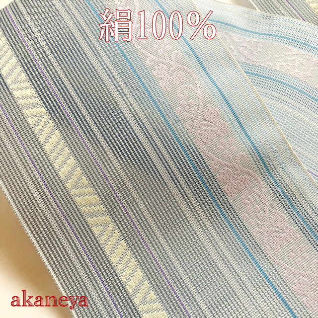 博多織　夏帯　半幅帯 博多 半幅帯 夏 紗 正絹 本場筑前 博多織 15547 金証紙 日本製