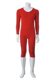 フライス赤ロングパンツ+フライス赤長袖丸首(紳士）　セット割引　定価5％ＯＦＦ！！