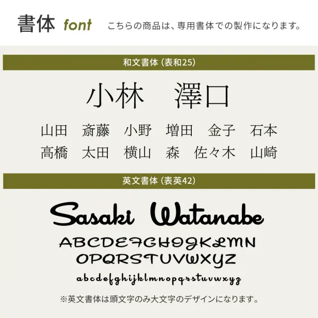 自分好みにレイアウト漢字×英字ステンレス表札の書体・フォント