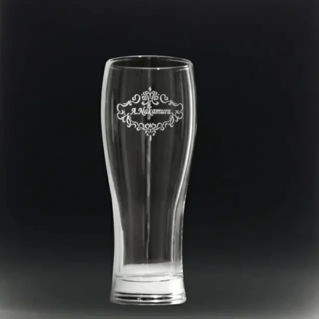 オリジナル彫刻 ビールグラス b-10
