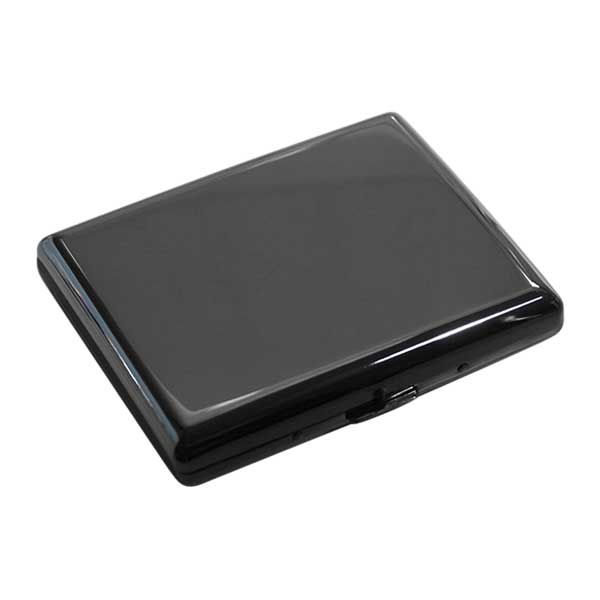 坪田パール シガレットケース カジュアルメタル ブラック プレーン 20本 100mm 1-92307-51 メール便可