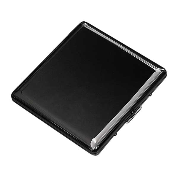 坪田パール シガレットケース カジュアルメタル ブラック プレーン 10本 85mm 1-87307-51 メール便可