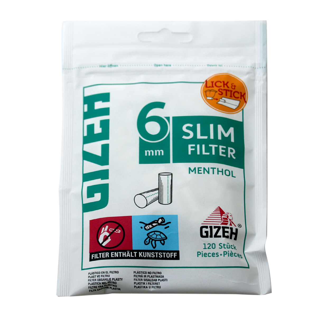 GIZEH ギゼ フィルター 6mm スリム・メンソール 120個 7-21012-50 メール便可