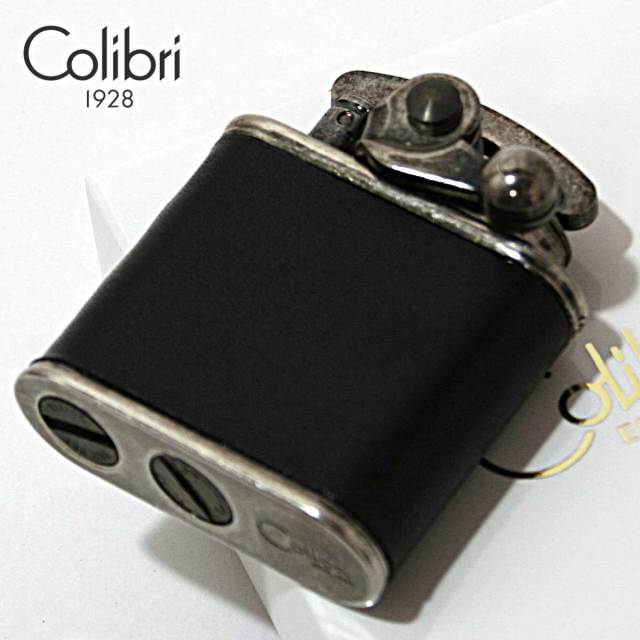 Colibri コリブリ ニッケルバレル 革巻き黒 フリントオイルライター