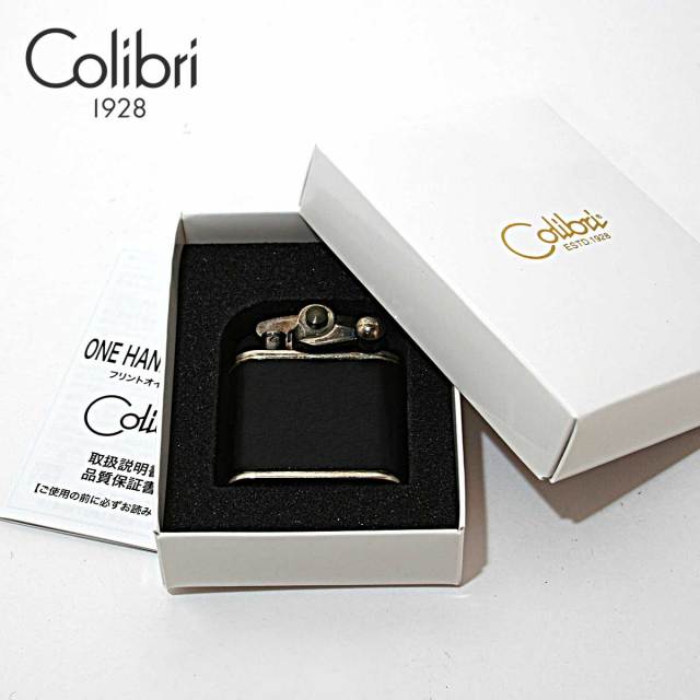 Colibri コリブリ ニッケルバレル 革巻き黒 フリントオイルライター