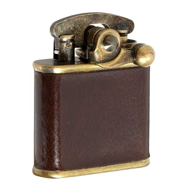Colibri コリブリ ブラスバレル 革巻き茶 フリントオイルライター 308-0055 メール便可