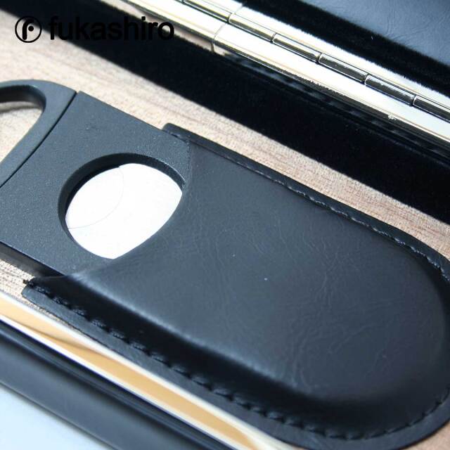 フカシロ PR シガーケース LCFC/BLK(3本用) シガーカッター付き