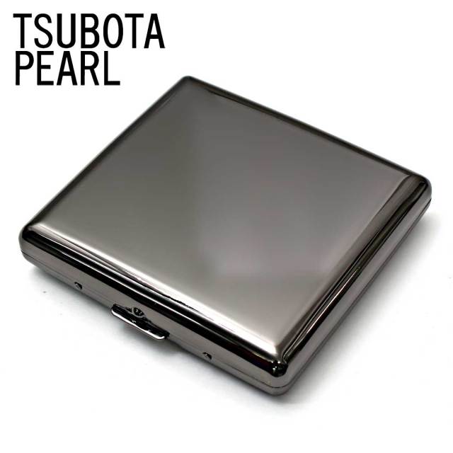 坪田パール シガレットケース カジュアルメタル ブラック プレーン 20