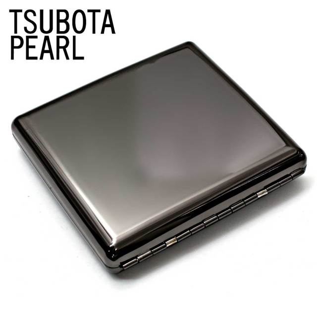 坪田パール シガレットケース カジュアルメタル ブラック プレーン 20