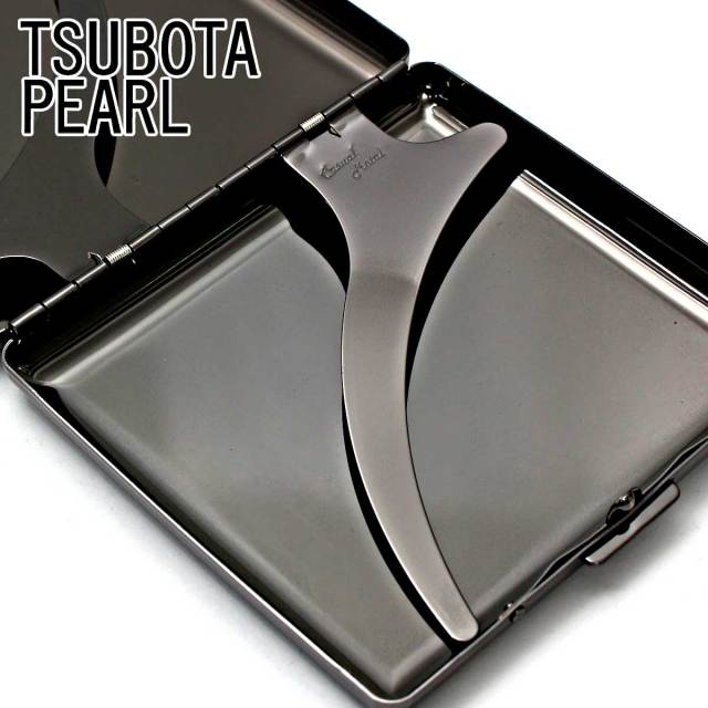 坪田パール シガレットケース カジュアルメタル ブラック プレーン 20