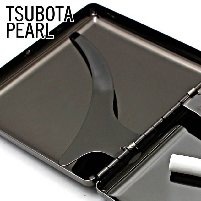 坪田パール シガレットケース カジュアルメタル ブラック プレーン 20