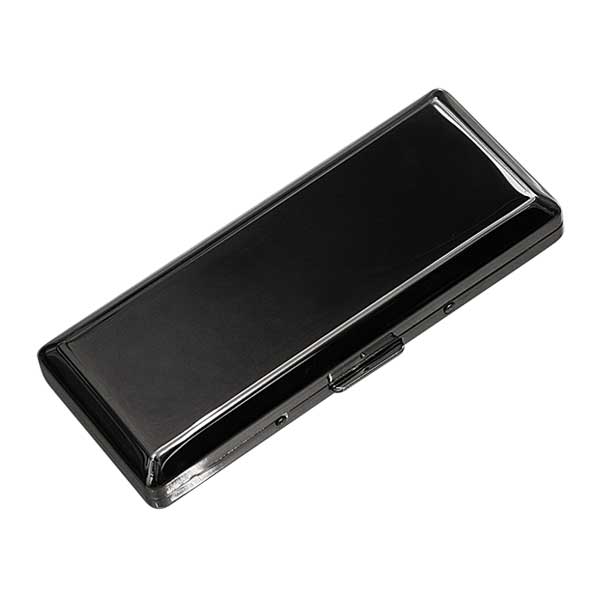 坪田パール シガレットケース カジュアルメタル ブラック プレーン 10本 100mm 1-96307-51 メール便可