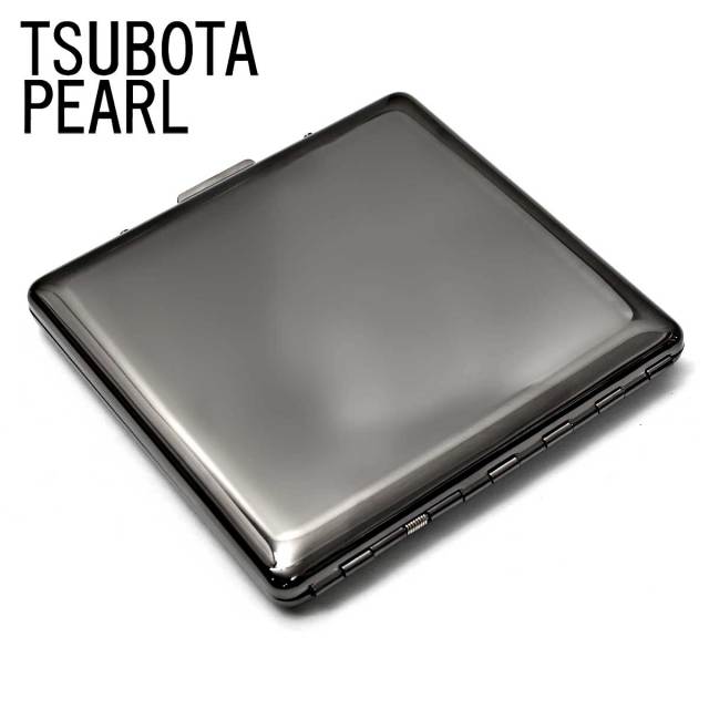 坪田パール シガレットケース カジュアルメタル ブラック プレーン 10