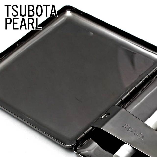 坪田パール シガレットケース カジュアルメタル ブラック プレーン 10