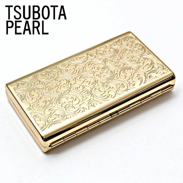 坪田パール シガレットケース カジュアルメタルゴールド