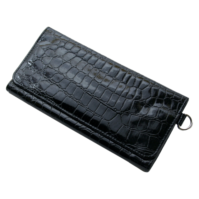 坪田パール 手巻きタバコポーチ クロコブラック 3-09656-10 メール便可