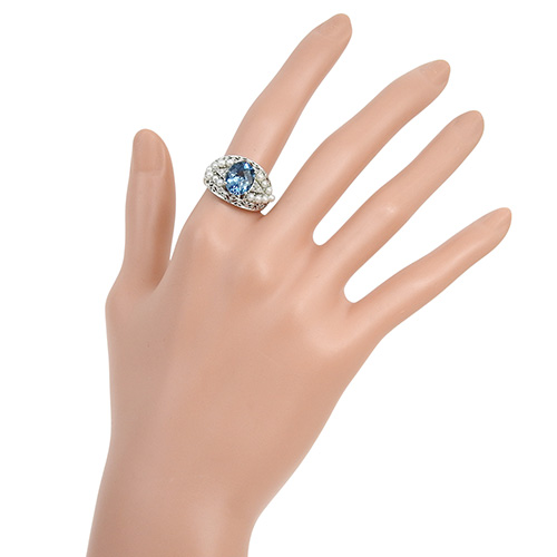 K18 WG ブルートパーズ リング Blue Topaz K18WGブルートパーズ ダイヤモンドリング (NO.304784